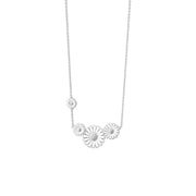 Georg Jensen Daisy Sterling Silver Four Flower White Enamel Necklace, 20001533