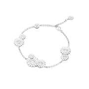 Georg Jensen Daisy Sterling Silver White Enamel Cluster Bracelet