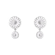 Georg Jensen Daisy Sterling Silver White Enamel Double Earrings 20001542