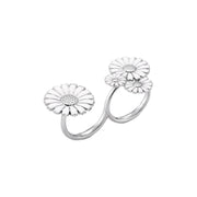 Georg Jensen Daisy Sterling Silver White Enamel Double Ring