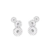 Georg Jensen Daisy Sterling Silver White Enamel Half Flower Earrings 20001543