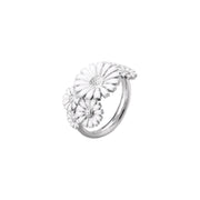 Georg Jensen Daisy Sterling Silver White Enamel Layered Ring