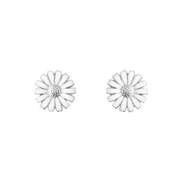 Georg Jensen Daisy Sterling Silver White Enamel Stud Earrings