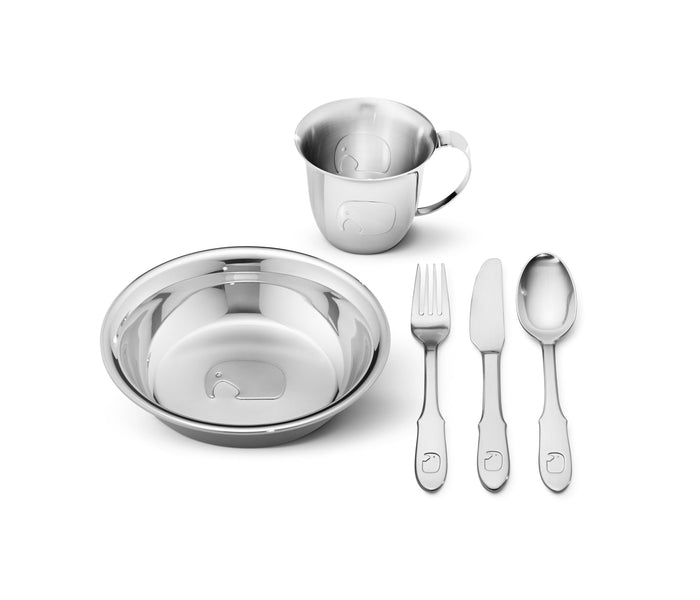 Georg Jensen Elephant Stainless Steel Child Five Piece Dining Set, 3580069