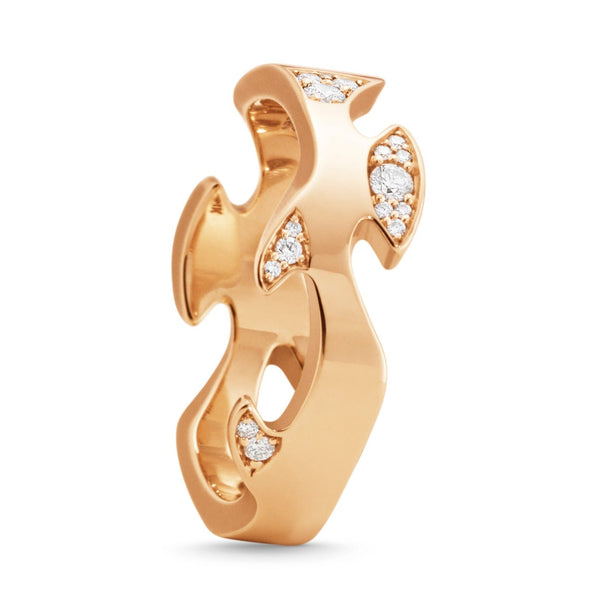 Georg Jensen Fusion 18ct Rose Gold Diamond Pave Centre Ring, 20001067.