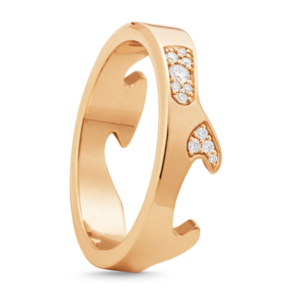 Georg Jensen Fusion 18ct Rose Gold Diamond Pave End Ring AB, 20001066.