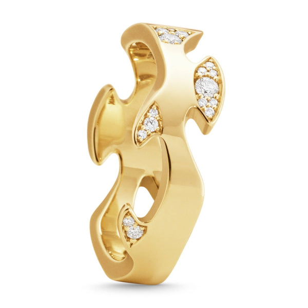 Georg Jensen Fusion 18ct Yellow Gold Diamond Pave Centre Ring, 20001061.