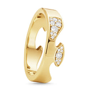 Georg Jensen Fusion 18ct Yellow Gold Diamond Pave End Ring AA, 20001059.