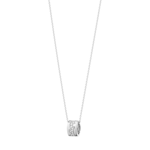 Georg Jensen Fusion 18ct White Gold Diamond Pave Necklace, 10016427.