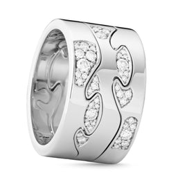 Georg Jensen Fusion 18ct White Gold Diamond Pave Three Piece Ring AA Centre AB, Fusion-20001062-20001064-20001063.