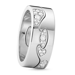 Georg Jensen Fusion 18ct White Gold Diamond Pave Two Piece Ring AA AB, Fusion-20001062-20001063.