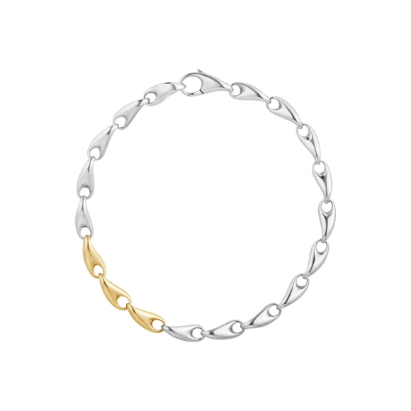 Georg Jensen Reflect 18ct Yellow Gold and Sterling Silver Slim Bracelet 20001182