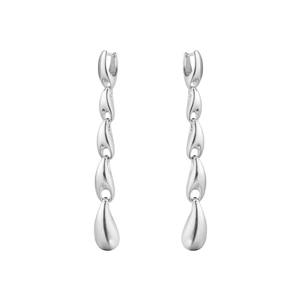 Georg Jensen Reflect Sterling Silver Graduated Links Long Drop Earrings 20001089