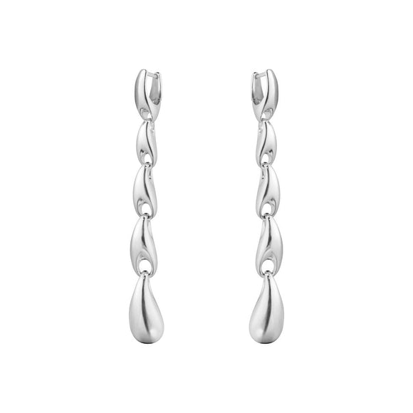 Georg Jensen Reflect Sterling Silver Graduated Links Long Drop Earrings 20001089