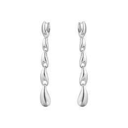 Georg Jensen Reflect Sterling Silver Graduated Links Long Drop Earrings 20001089