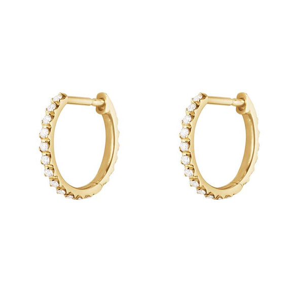 Georg Jensen Signature 18ct Yellow Gold 0.20ct Diamond Hoop Earring Pair