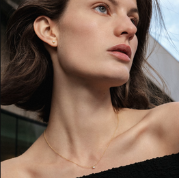 Georg Jensen Signature 18ct Yellow Gold 0.10ct Diamond Stud Earring Single Piece, 20001269