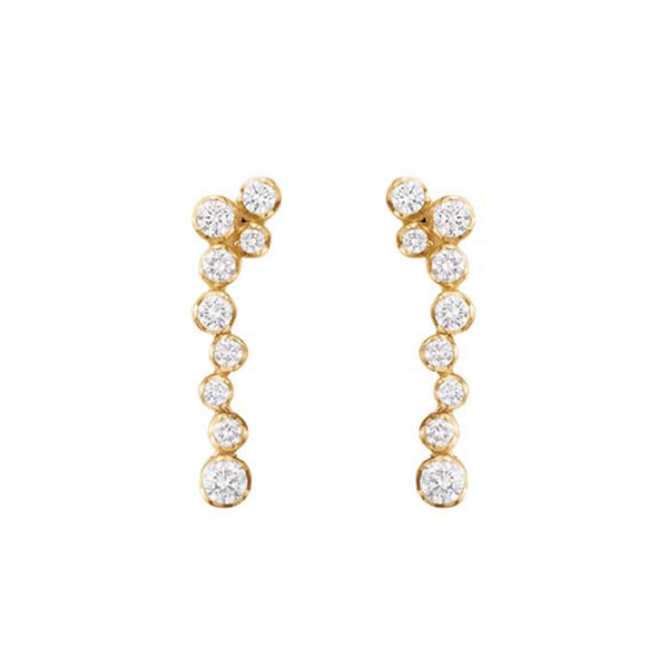 Georg Jensen Signature Diamonds 18ct Yellow Gold 0.62ct Drop Earrings Pair