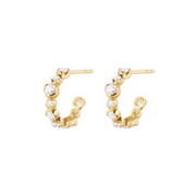Georg Jensen Signature Diamonds 18ct Yellow Gold 0.62ct Hoop Earrings Pair