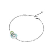 Georg Jensen Stine Goya Daisy Sterling Silver Green and Blue Enamel Chain Bracelet, 20001116