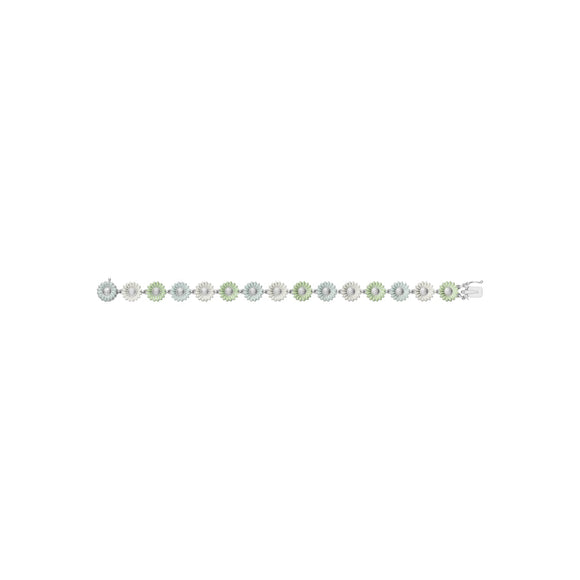 Georg Jensen Stine Goya Daisy Sterling Silver Green and White Enamel Bracelet, 20001114