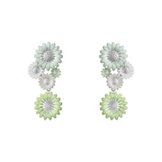 Georg Jensen Stine Goya Daisy Sterling Silver Green and White Enamel Drop Earrings, 20001121