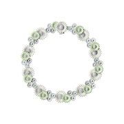 Georg Jensen Stine Goya Daisy Sterling Silver Green and White Enamel Necklace, 20001103