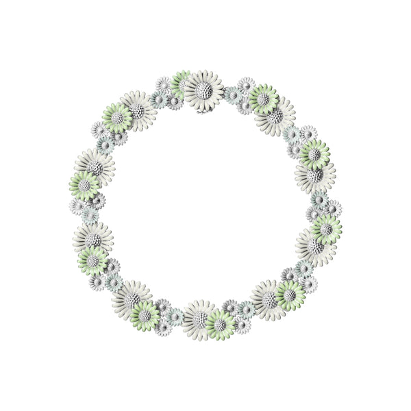 Georg Jensen Stine Goya Daisy Sterling Silver Green and White Enamel Necklace, 20001103