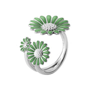 Georg Jensen Stine Goya Daisy Sterling Silver Vivid Green Enamel Ring 20001356
