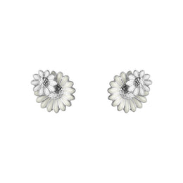 Georg Jensen Stine Goya Daisy Sterling Silver White Enamel Stud Earrings, 20001127