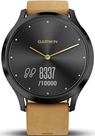 Garmin Watch Vivomove HR Onyx Black with Tan Suede Band D