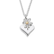 Linda Macdonald Hearts And Flowers Sterling Silver 9ct Yellow Gold Necklace, EHF.