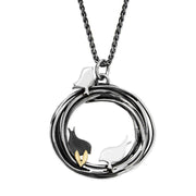 Linda Macdonald Three Little Birds Sterling Silver 9ct Gold Necklace EB3.