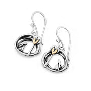 Linda Macdonald Into the Woods Sterling Silver 9ct Gold Drop Earrings DIN3.