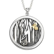 Linda Macdonald Bunny and Bee Sterling Silver 9ct Gold Necklace EBUN1.