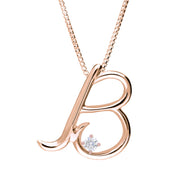 Love Letters 18ct Rose Gold 0.10ct Diamond Initial B Necklace
