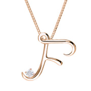 Love Letters 18ct Rose Gold 0.10ct Diamond Initial F Necklace