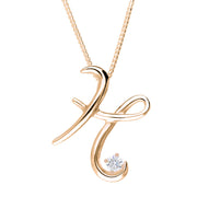 Love Letters 18ct Rose Gold 0.10ct Diamond Initial H Necklace