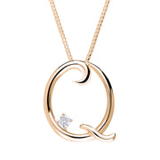 Love Letters 18ct Rose Gold 0.10ct Diamond Initial Q Necklace