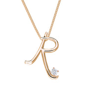 Love Letters 18ct Rose Gold 0.10ct Diamond Initial R Necklace
