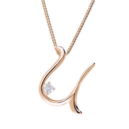 Love Letters 18ct Rose Gold 0.10ct Diamond Initial U Necklace
