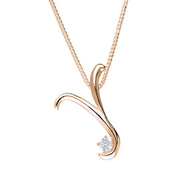 Love Letters 18ct Rose Gold 0.10ct Diamond Initial Y Necklace