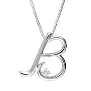 Love Letters 18ct White Gold 0.10ct Diamond Initial B Necklace