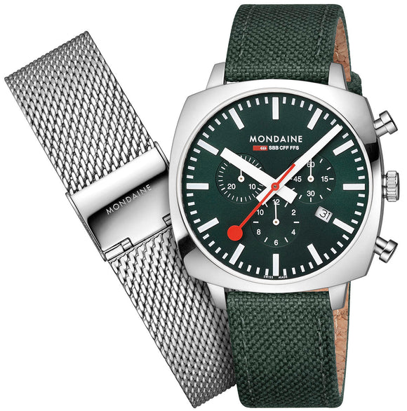 Mondaine Official Swiss Railways Cushion Set Watch