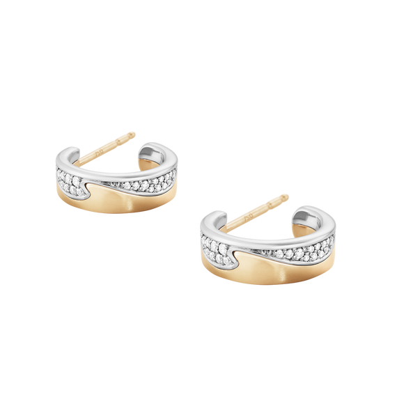 Georg Jensen Fusion 18ct Rose Gold Diamond Small Open Hoop Earrings