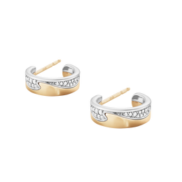 Georg Jensen Fusion 18ct Rose Gold Diamond Small Open Hoop Earrings