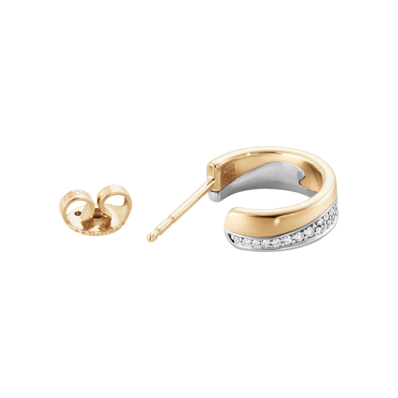 Georg Jensen Fusion 18ct Rose Gold Diamond Small Open Hoop Earrings