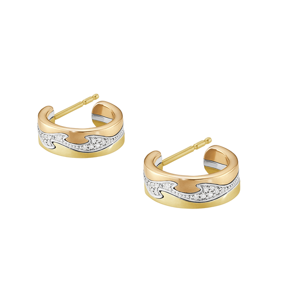 Georg Jensen Fusion 18ct Gold Diamond Small Open Hoop Earrings