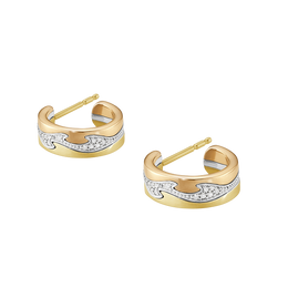 Georg Jensen Fusion 18ct Gold Diamond Small Open Hoop Earrings