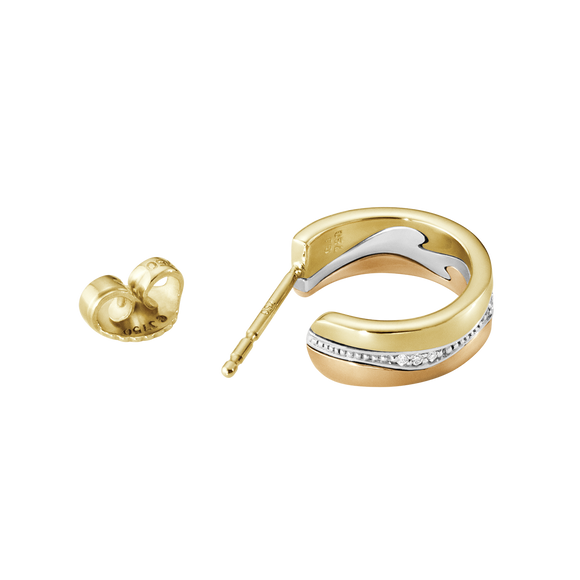 Georg Jensen Fusion 18ct Gold Diamond Small Open Hoop Earrings